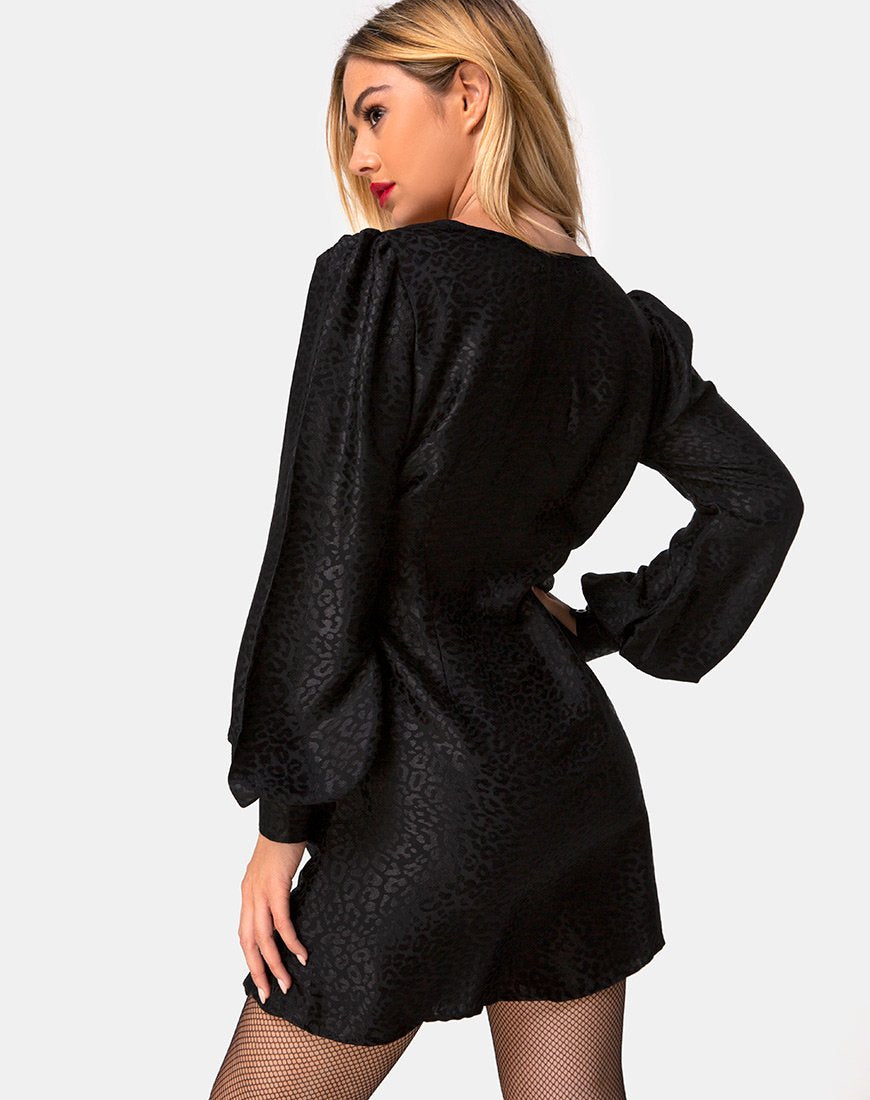 Flara Kleid aus Satin Gepard Schwarz