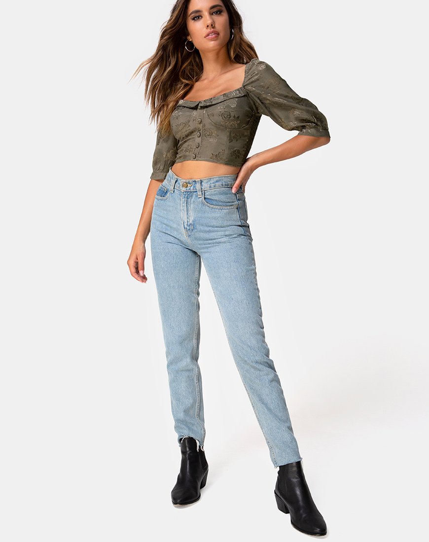 Bild von Flory Crop Top aus Satin Rose Silber Grau