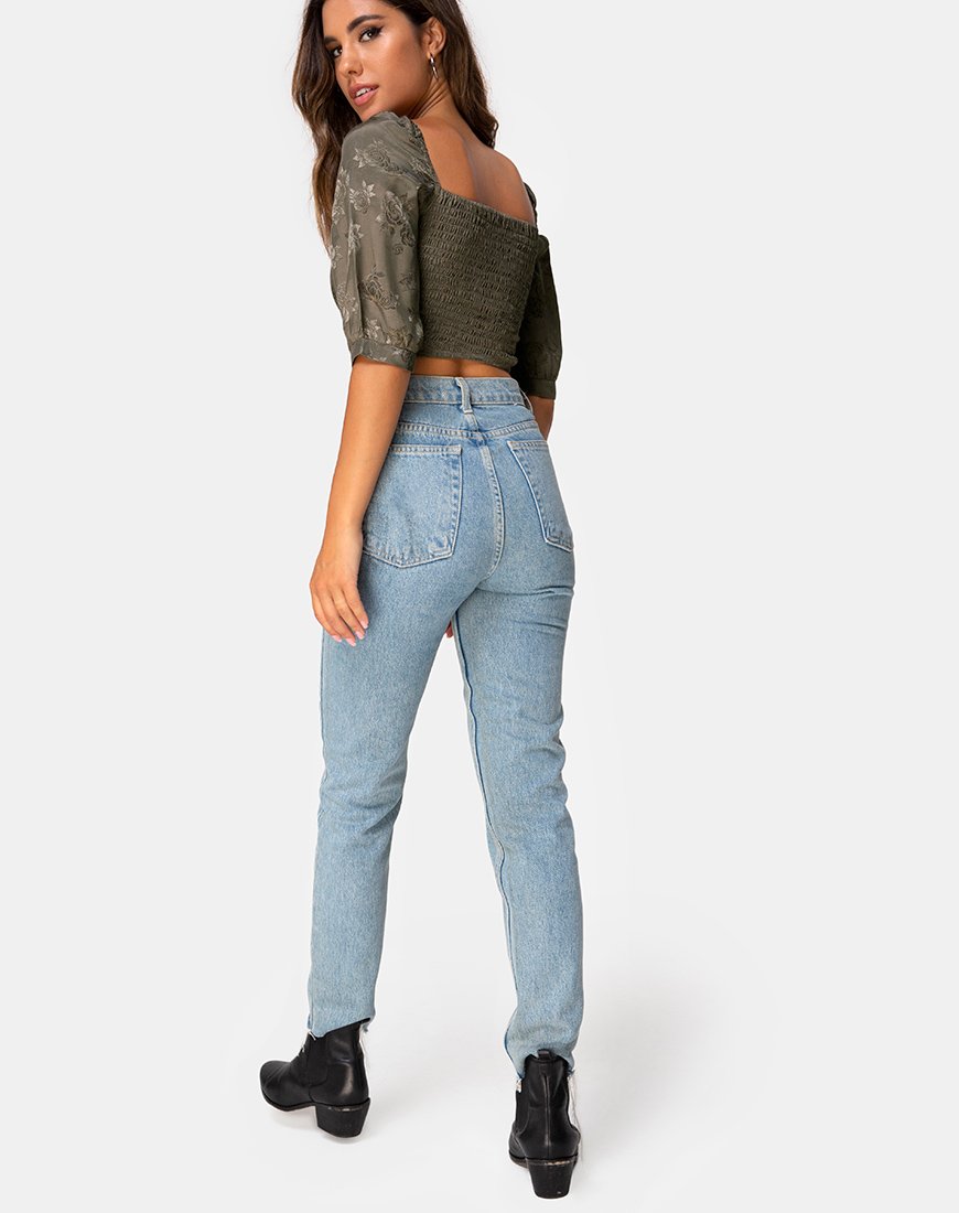 Bild von Flory Crop Top aus Satin Rose Silber Grau