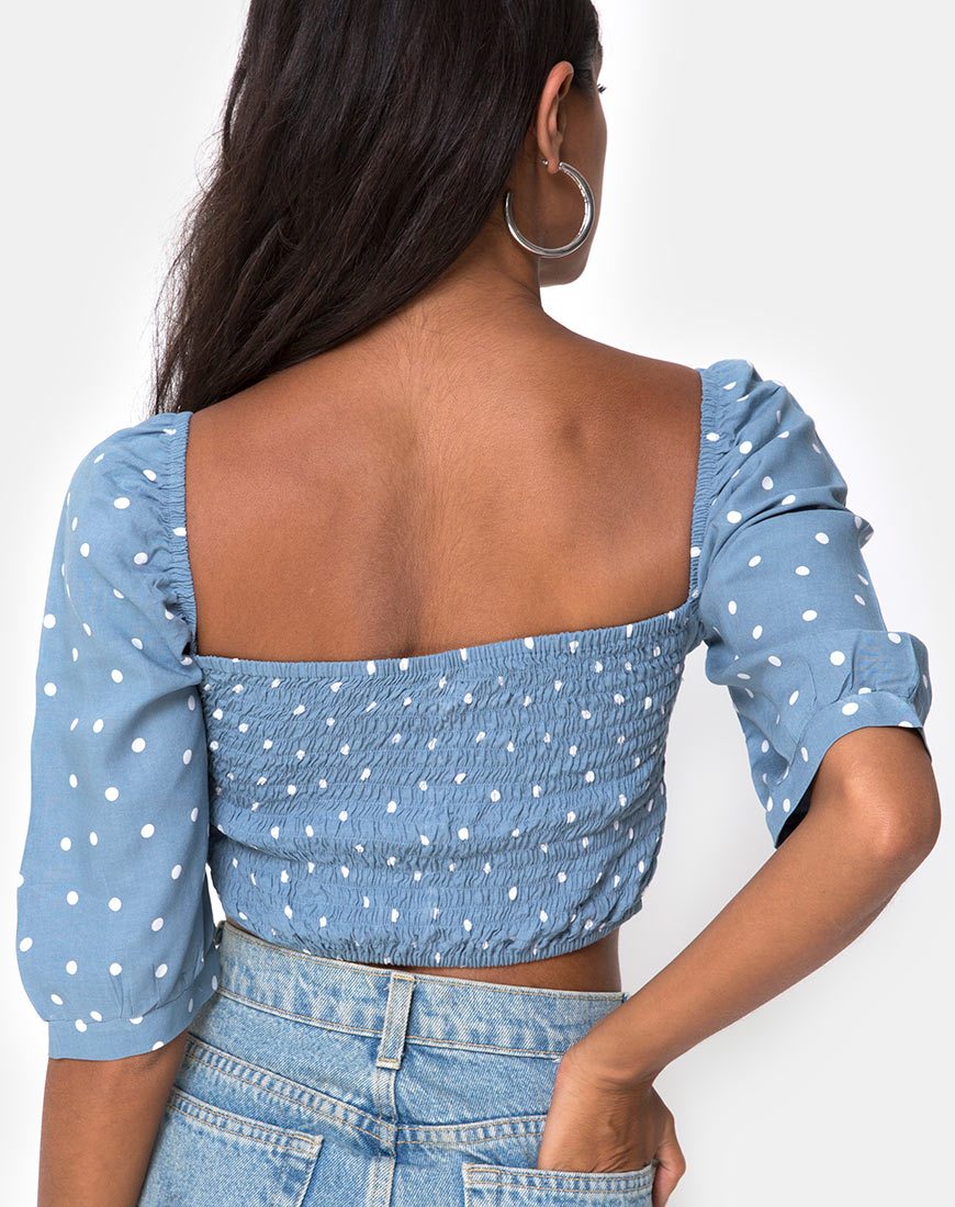 Bild von Flory Crop Top in Skater Polka Blau