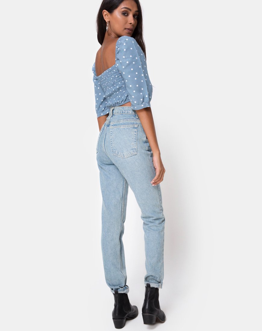 Bild von Flory Crop Top in Skater Polka Blau