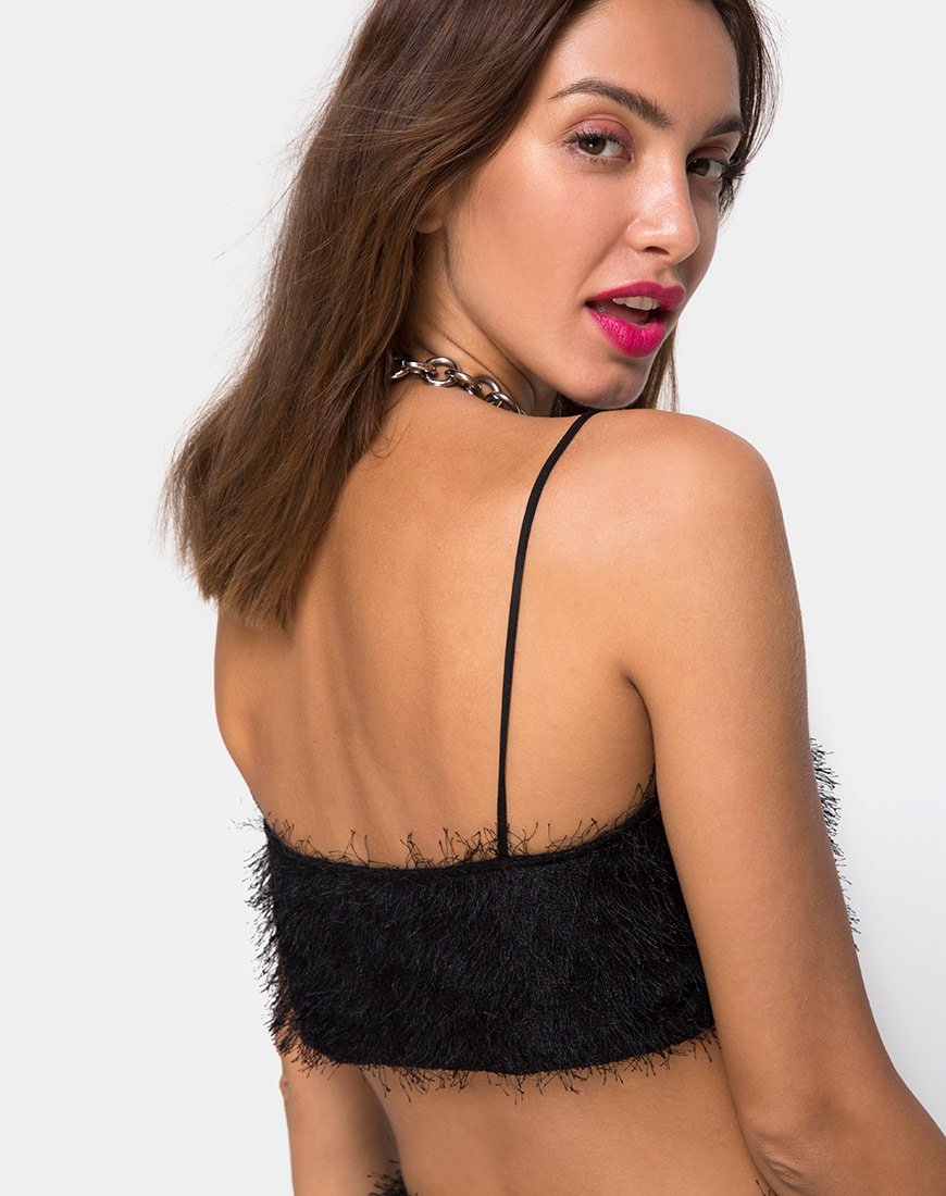 Image of Balien Crop Top mit Fransen Schwarz