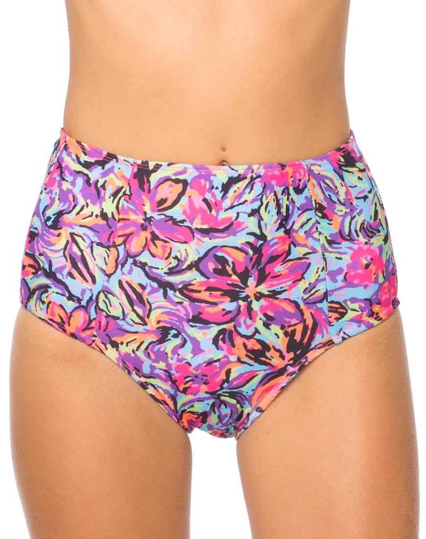Motel Flux Longline Bikini Unterteil In Fluro Blume