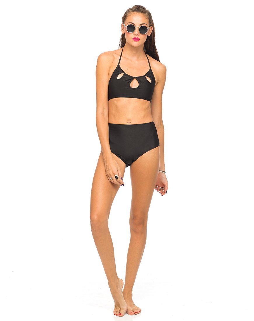 Motel Flux Longline Bikinioberteil In Schwarz