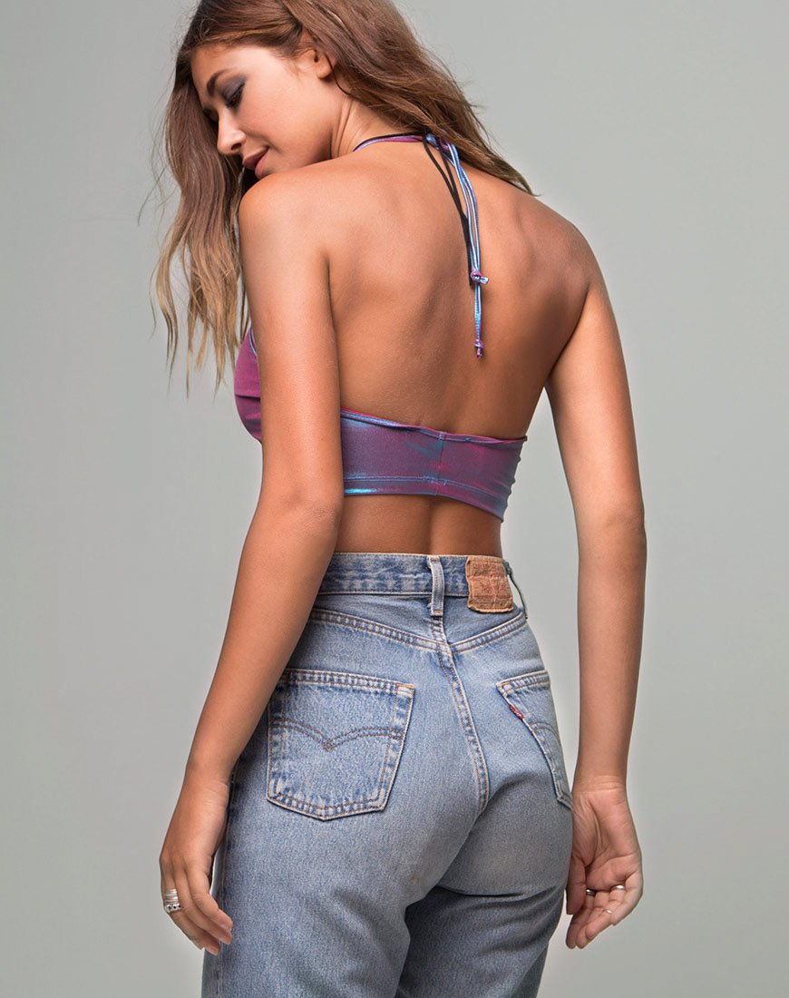 Fonda Crop-Top in Metallic Opal Schimmer