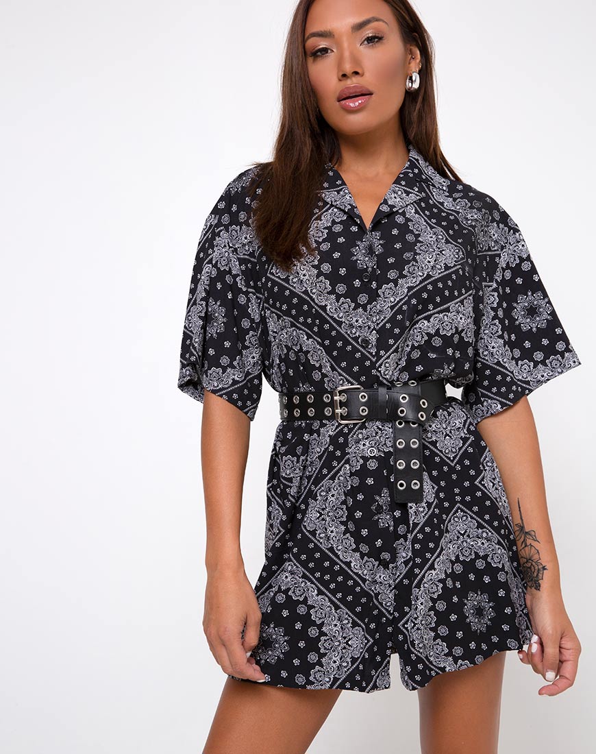 Fresia Hemdkleid aus Bandana Schwarz Platzierung