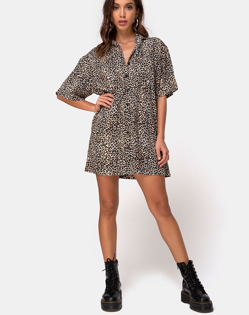 Image of Fresia Minikleid in Braun Rar Leopard