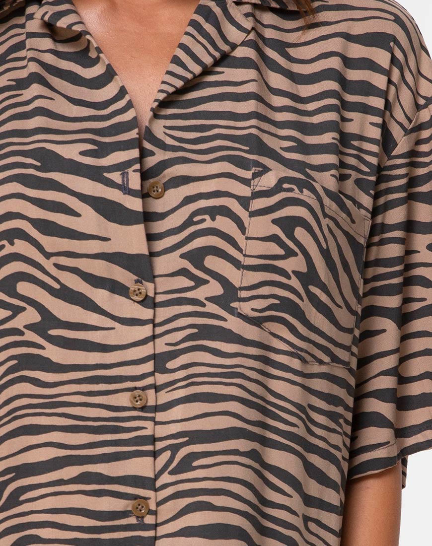 Bild von Fresia Minikleid in Taupe Zebra