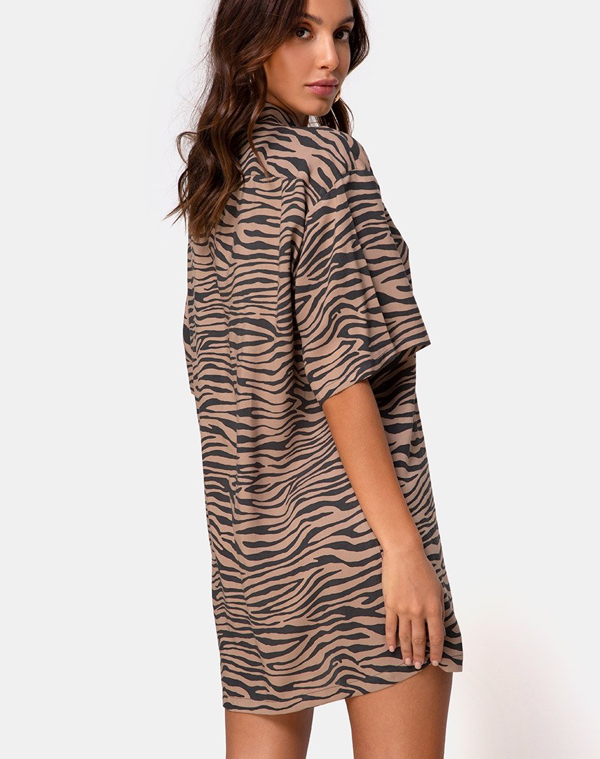 Bild von Fresia Minikleid in Taupe Zebra