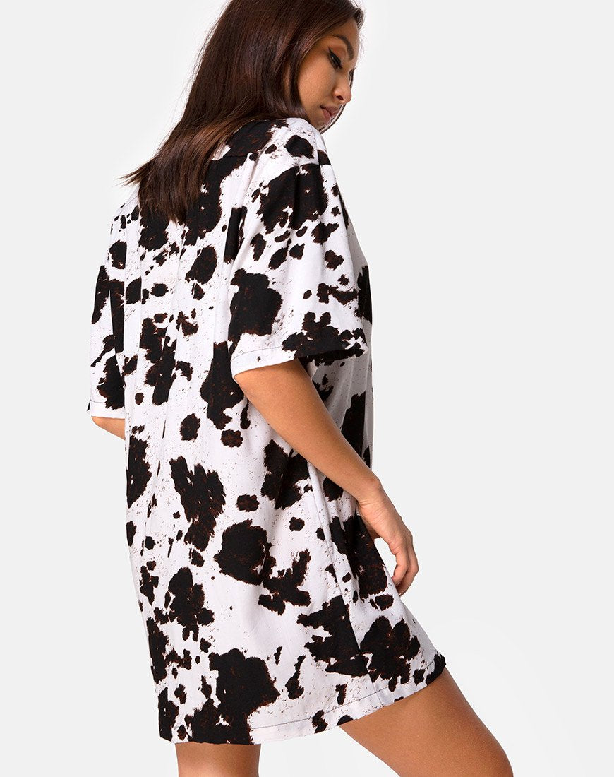 Image of Fresia Minikleid aus Kuhfell in Braun und Weiß
