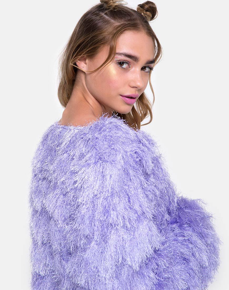 Pelz Ball Jacke aus Kunstpelz Flieder