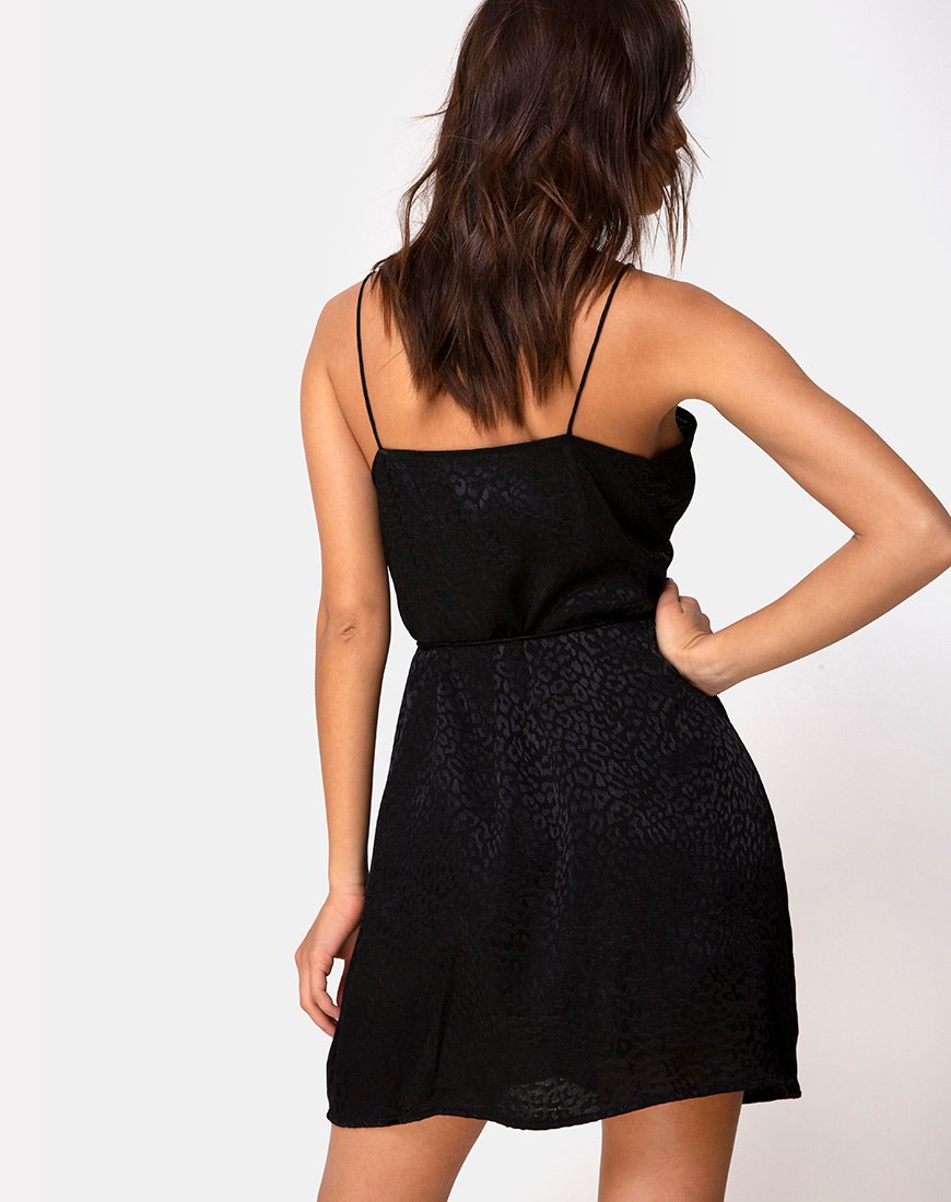 Image of Furiosa Wickelkleid aus Satin Cheetah Schwarz