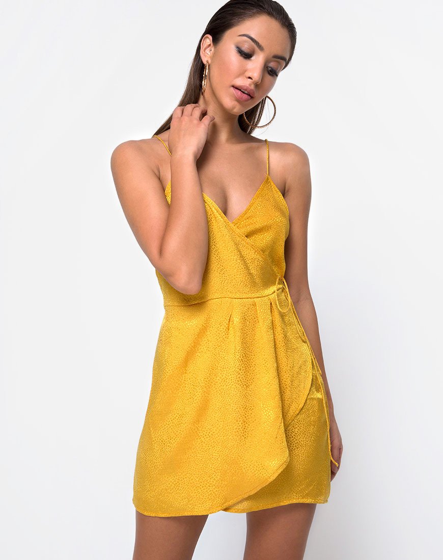 Furia Slip-Kleid aus Satin Senf