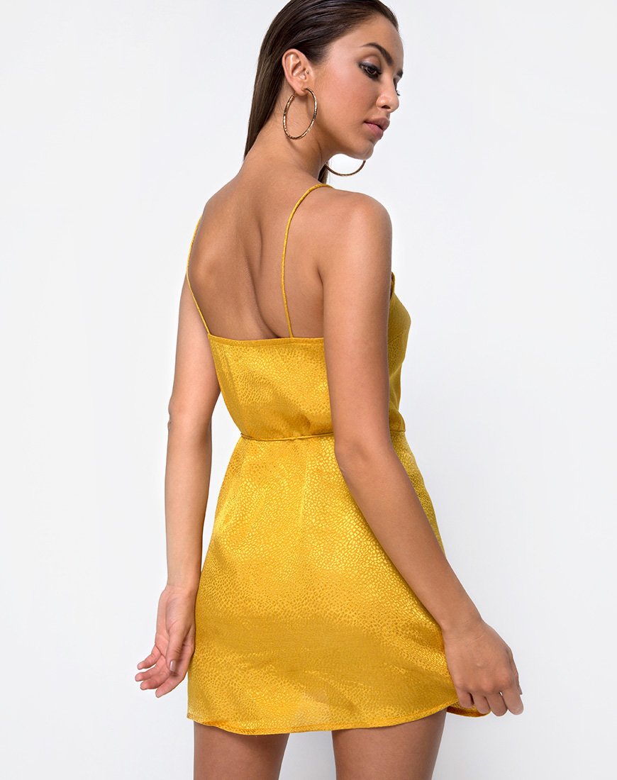 Furia Slip-Kleid aus Satin Senf