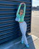 Bild von Motel X Barbara Kristoffersen Odina Cardi in Knit Jagged Swirl Pfefferminz und Creme