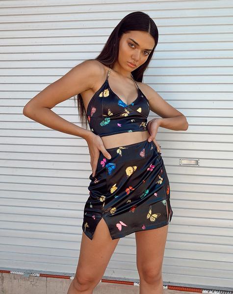Zida Rock aus Satin Stretch Schwarz Schmetterling