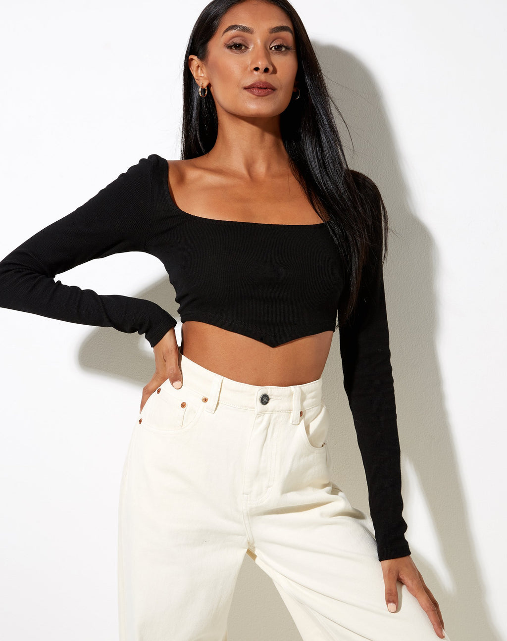 Gadze Crop Top aus Rippe Schwarz