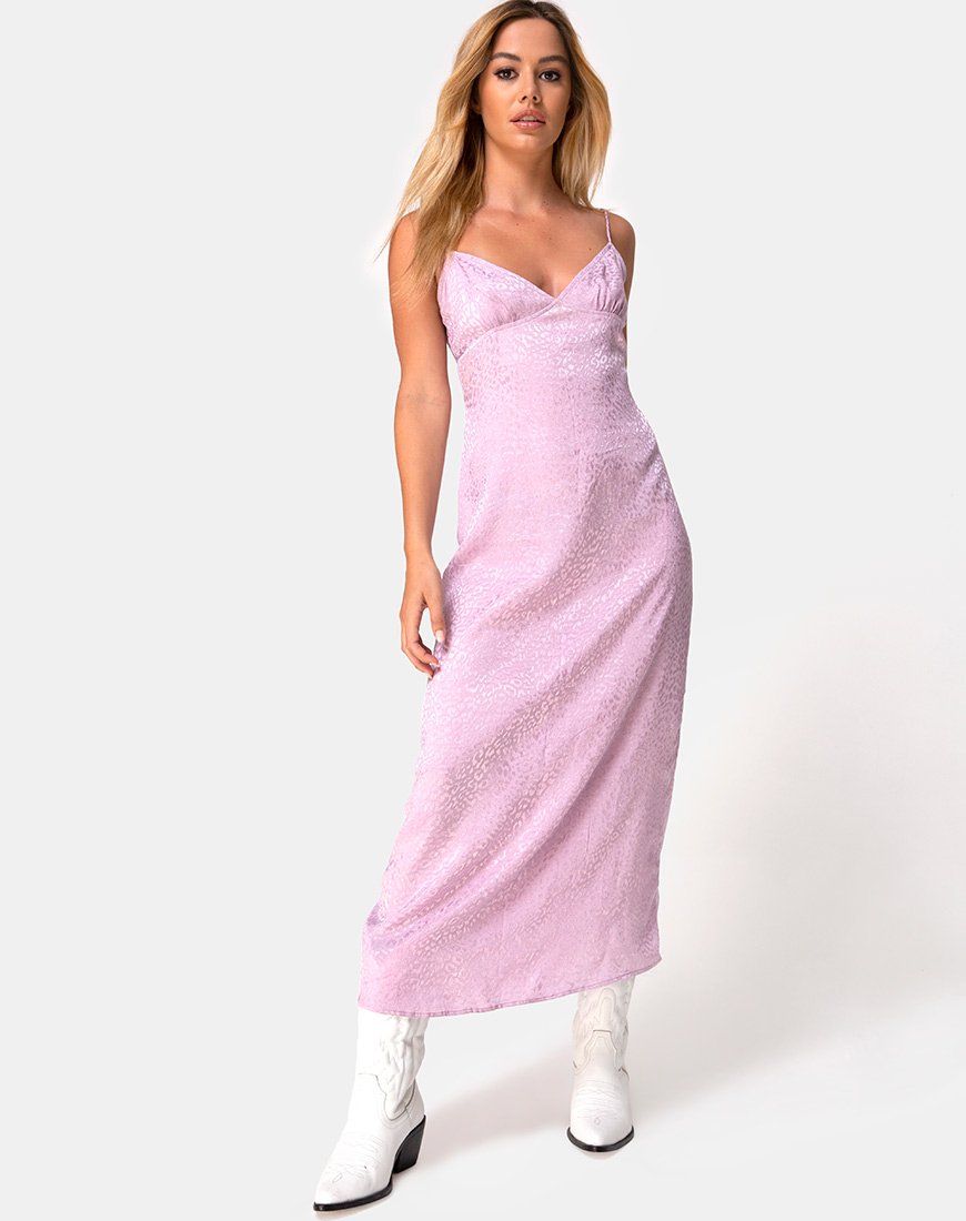 Gaela Slip Dress aus Satin Cheetah Dusky Lilac