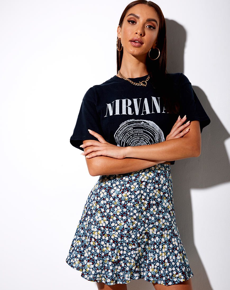 Gaelle Skaterrock in Floral Field Navy