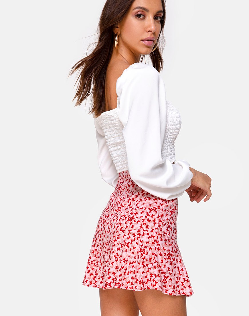 Gaelle Minirock in Ditsy Butterfly Pfirsich und Rot