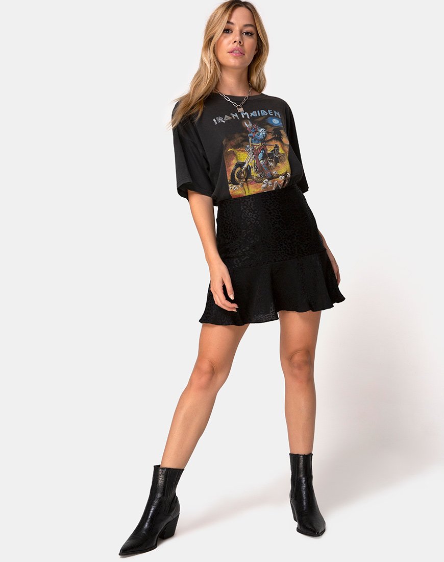 Image of Gaelle Skaterrock aus Satin Gepardenschwarz