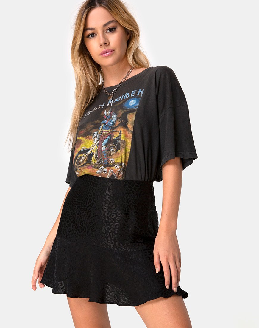 Image of Gaelle Skaterrock aus Satin Gepardenschwarz