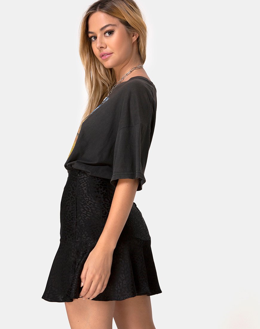 Image of Gaelle Skaterrock aus Satin Gepardenschwarz