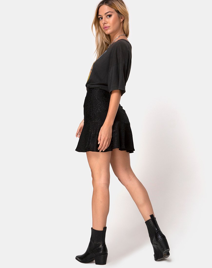 Image of Gaelle Skaterrock aus Satin Gepardenschwarz