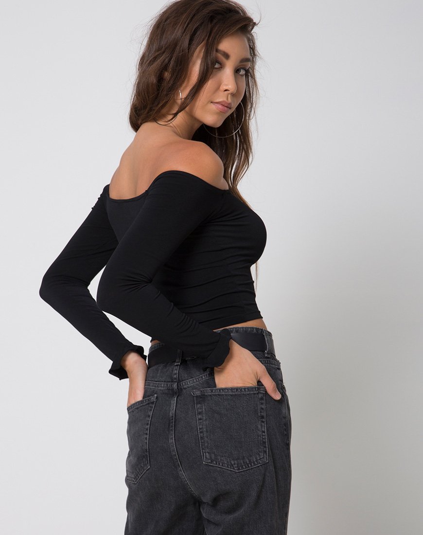 Bild von Gaga Off The Shoulder Crop in Schwarz
