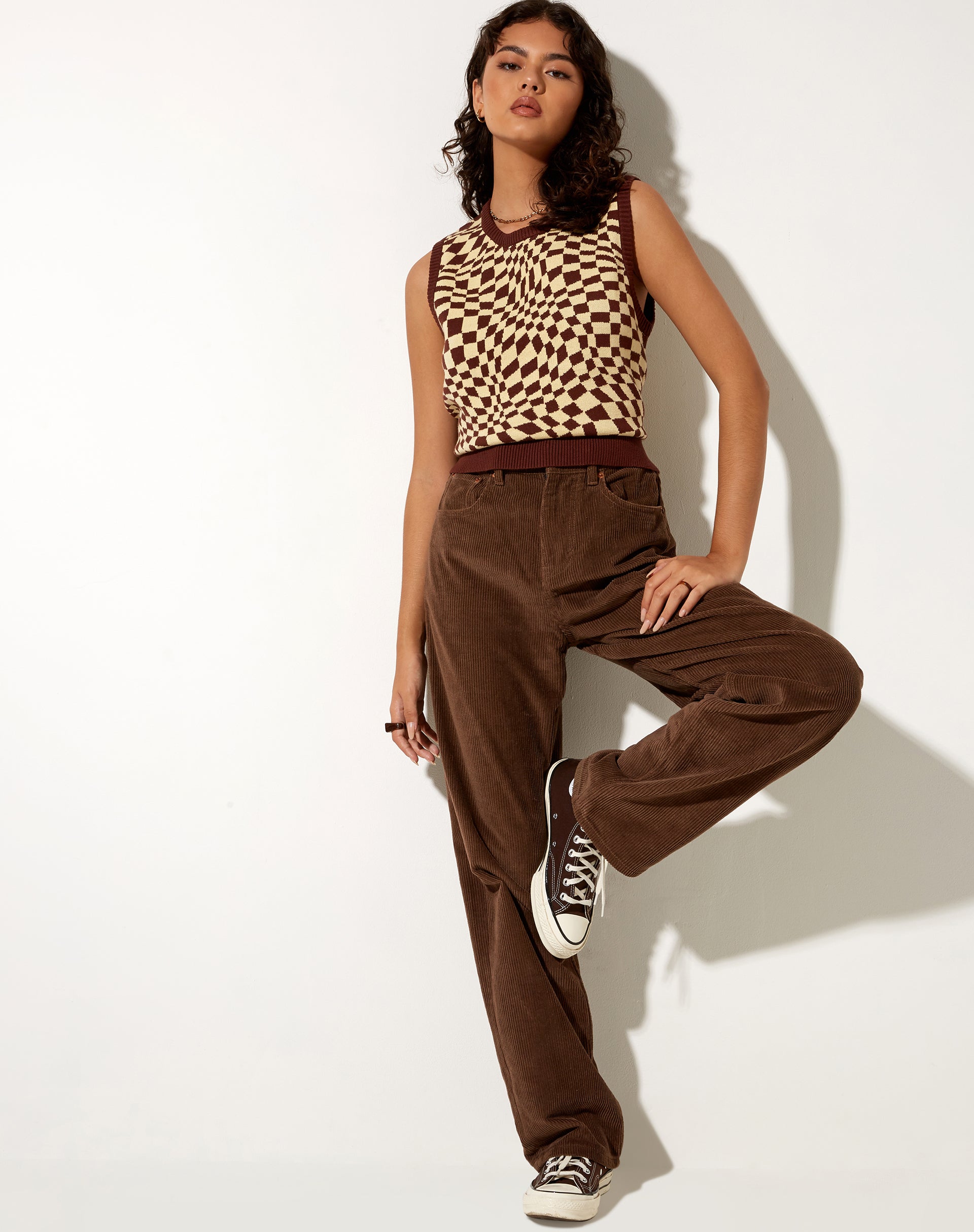 Bild von Gaira Vest Top in Knit Square Flag Coffee Quartz