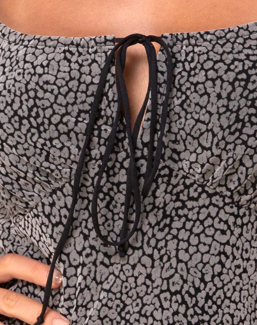 Image of Gala Kleid in Ditsy Leopard Grau Flock