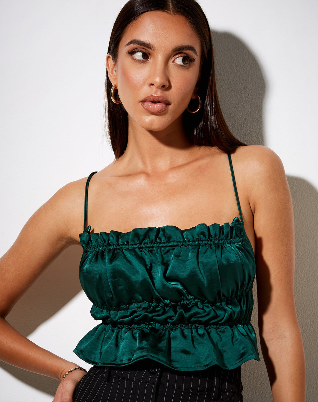 Gamera Cami Top in Satin Waldgrün