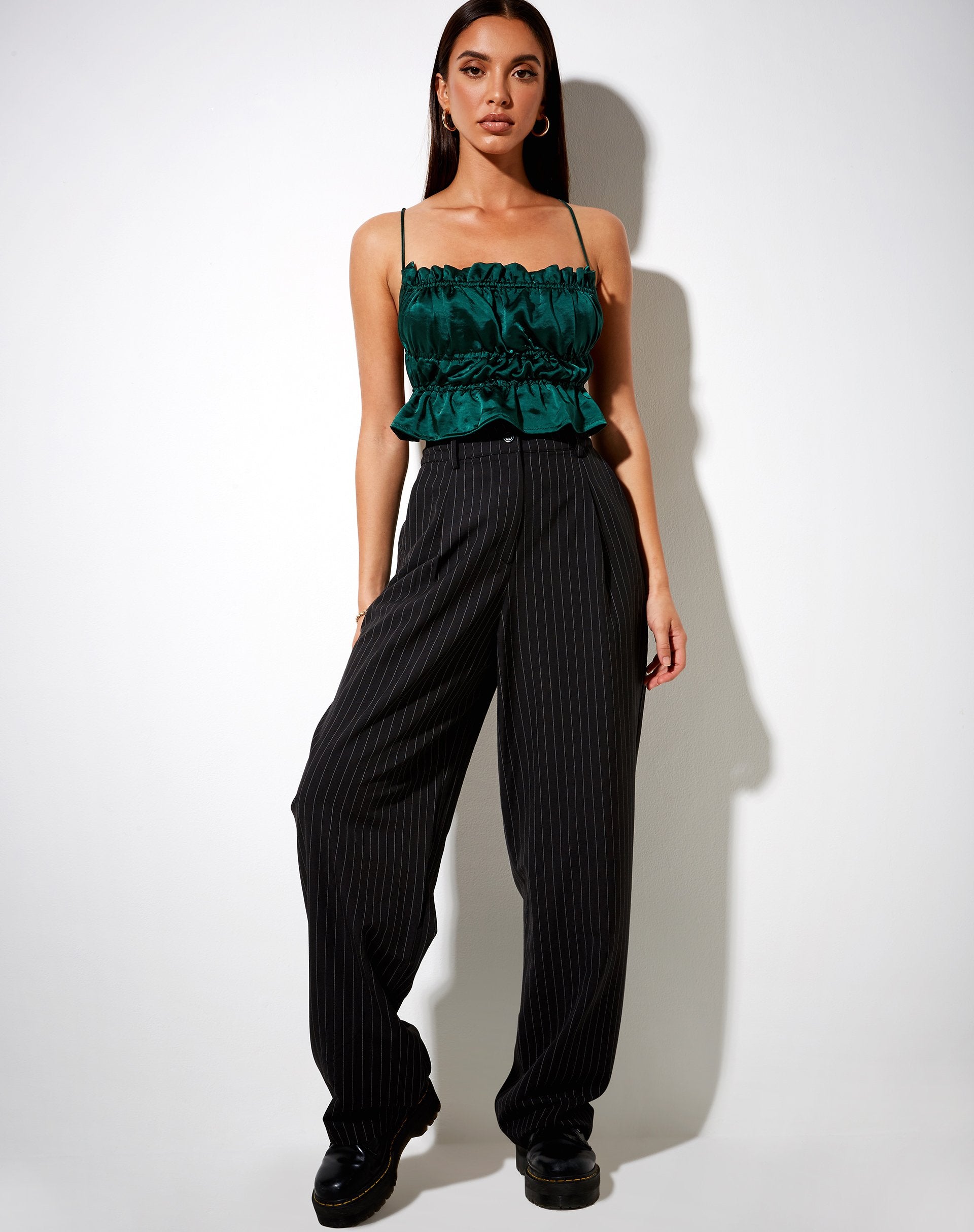 Image of Gamera Cami Top in Satin Waldgrün