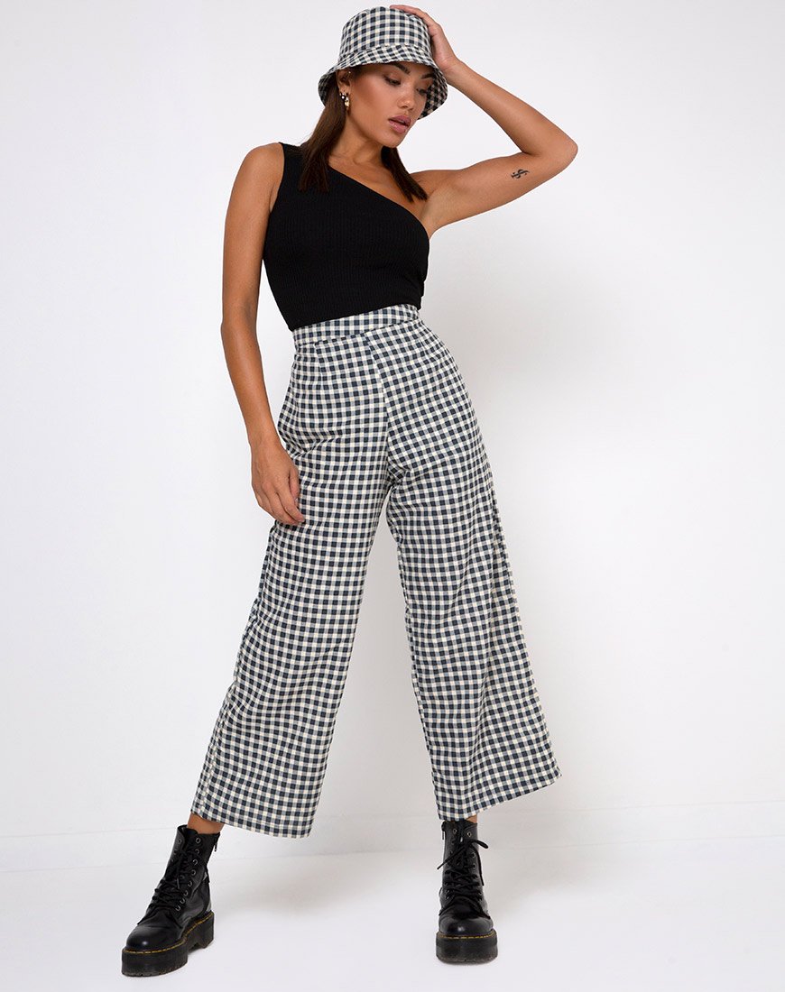 Gamila Culotte-Hose in Gingham-Creme