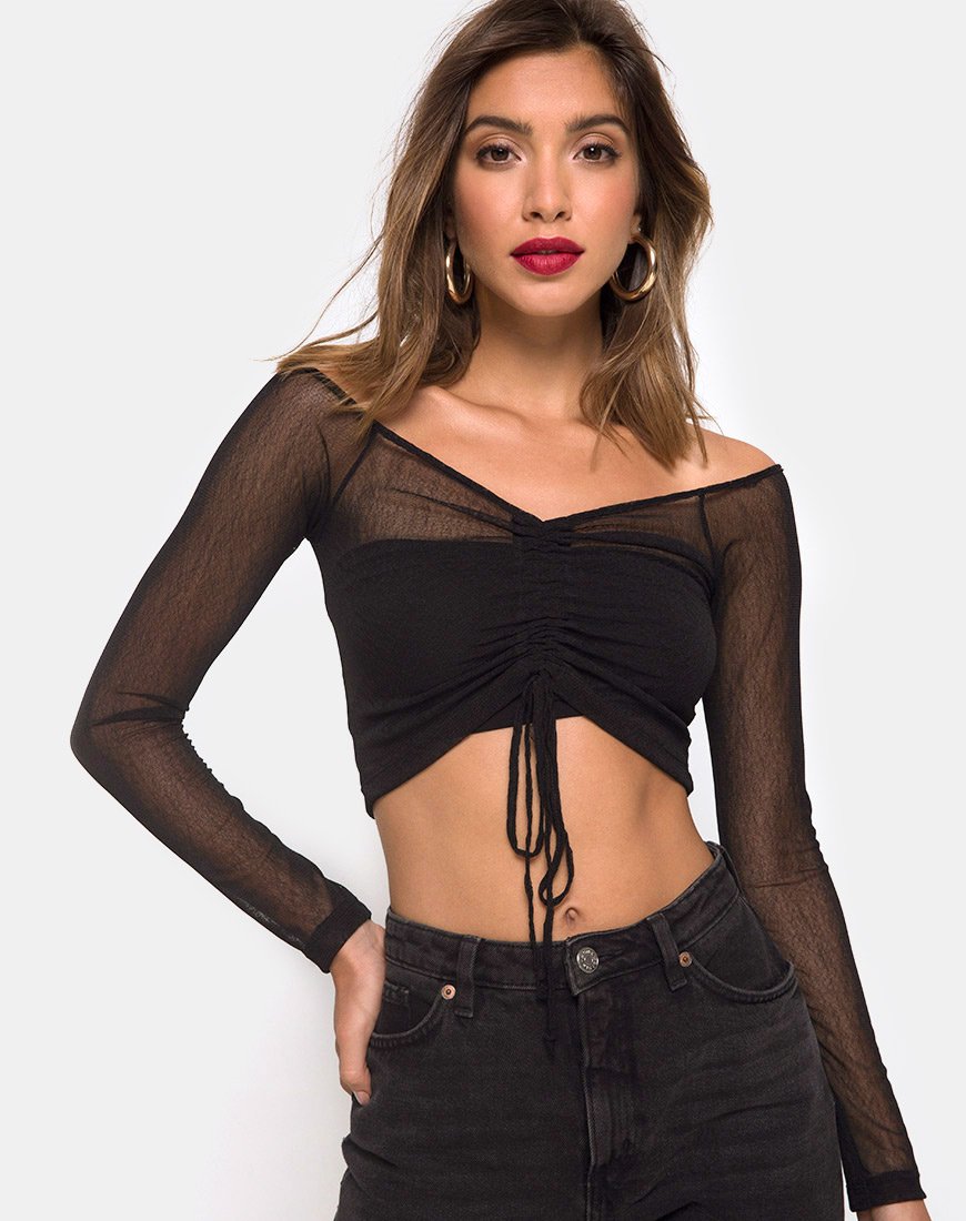 Ganida Crop Top in Schwarz