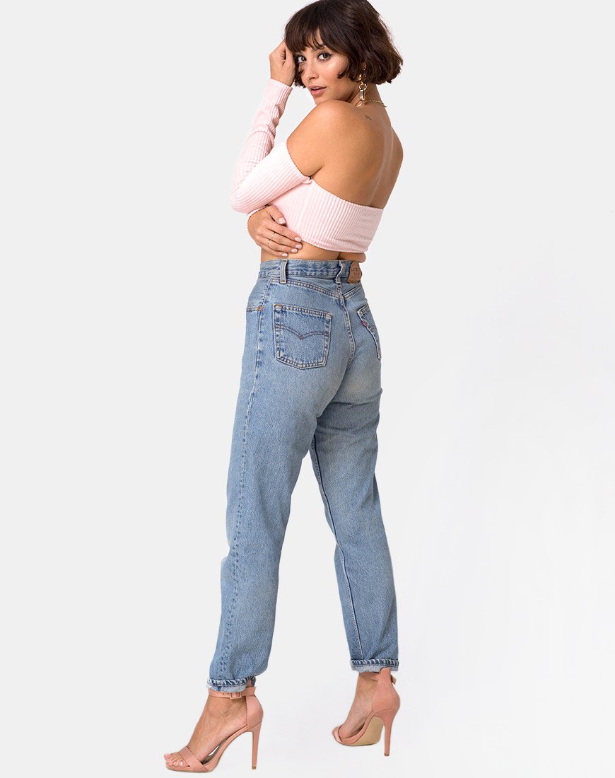 Image of Ganis Langärmeliges Crop Top aus flauschigem Strick Candy