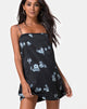 Image of Gashi Slip Dress in Mono Flower Schwarzer Satin