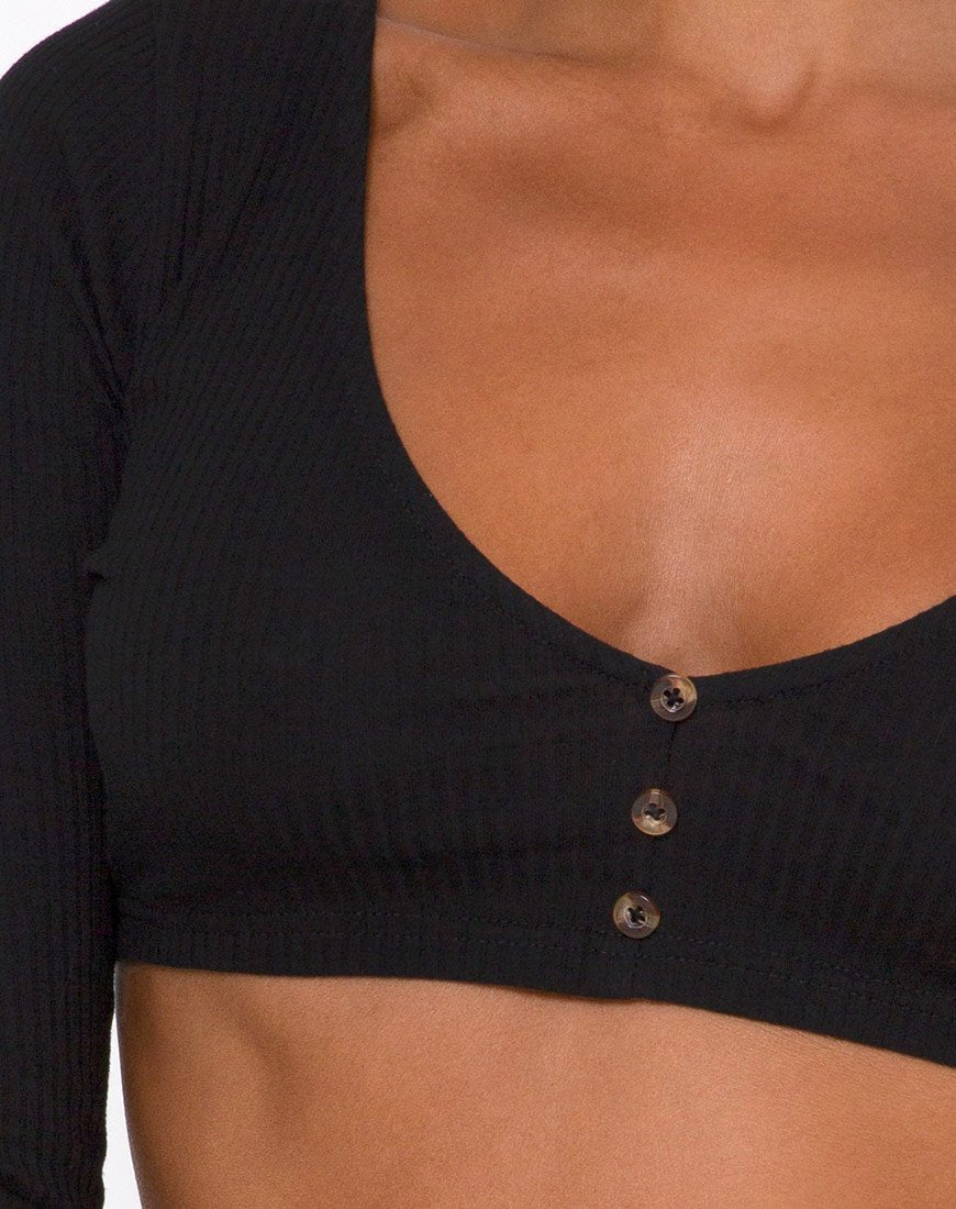 Image of Gato Crop Top aus Rippe Schwarz
