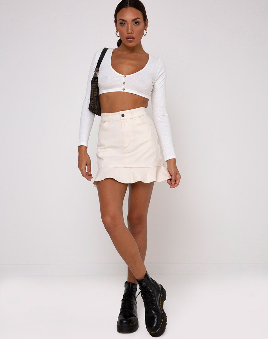 Bild von Gato Crop Top in Rippe Elfenbein