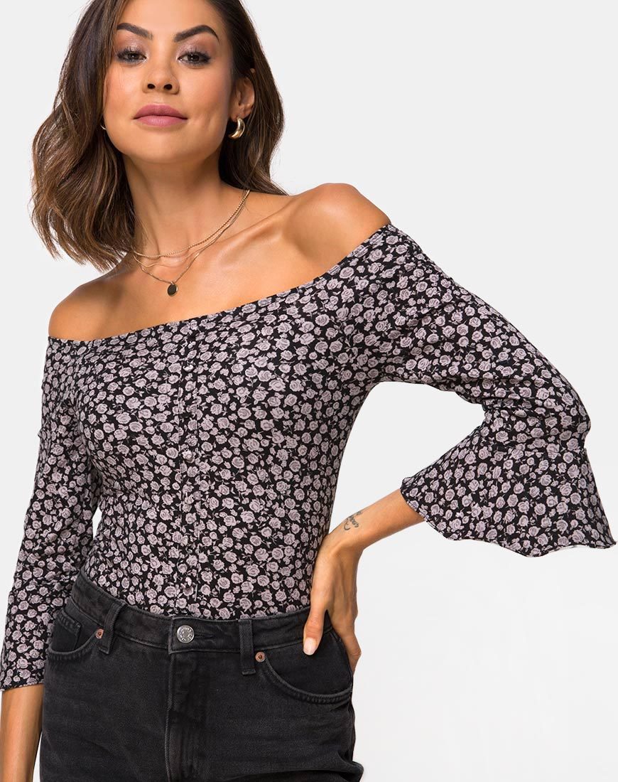 Bild von Gaton Bardot Mieder in Ditsy Rose Schwarz