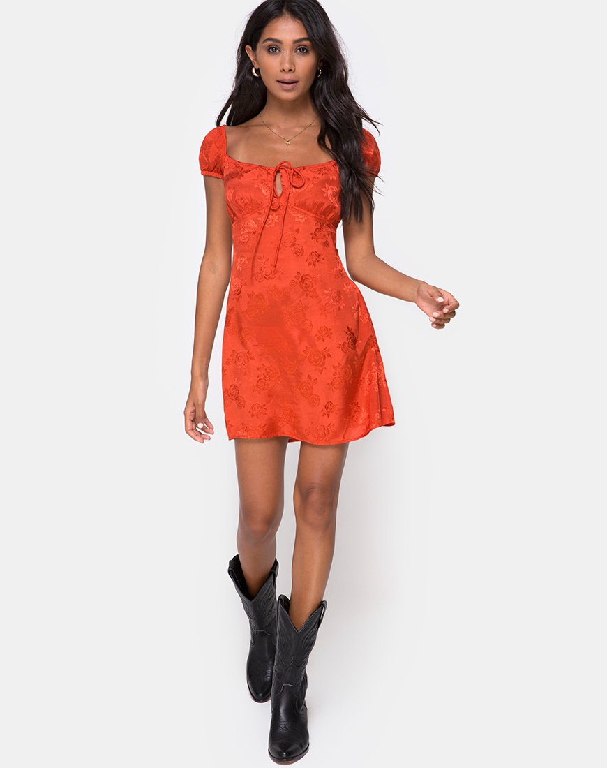 Image of Gaval Minikleid aus Satin Rose Rust