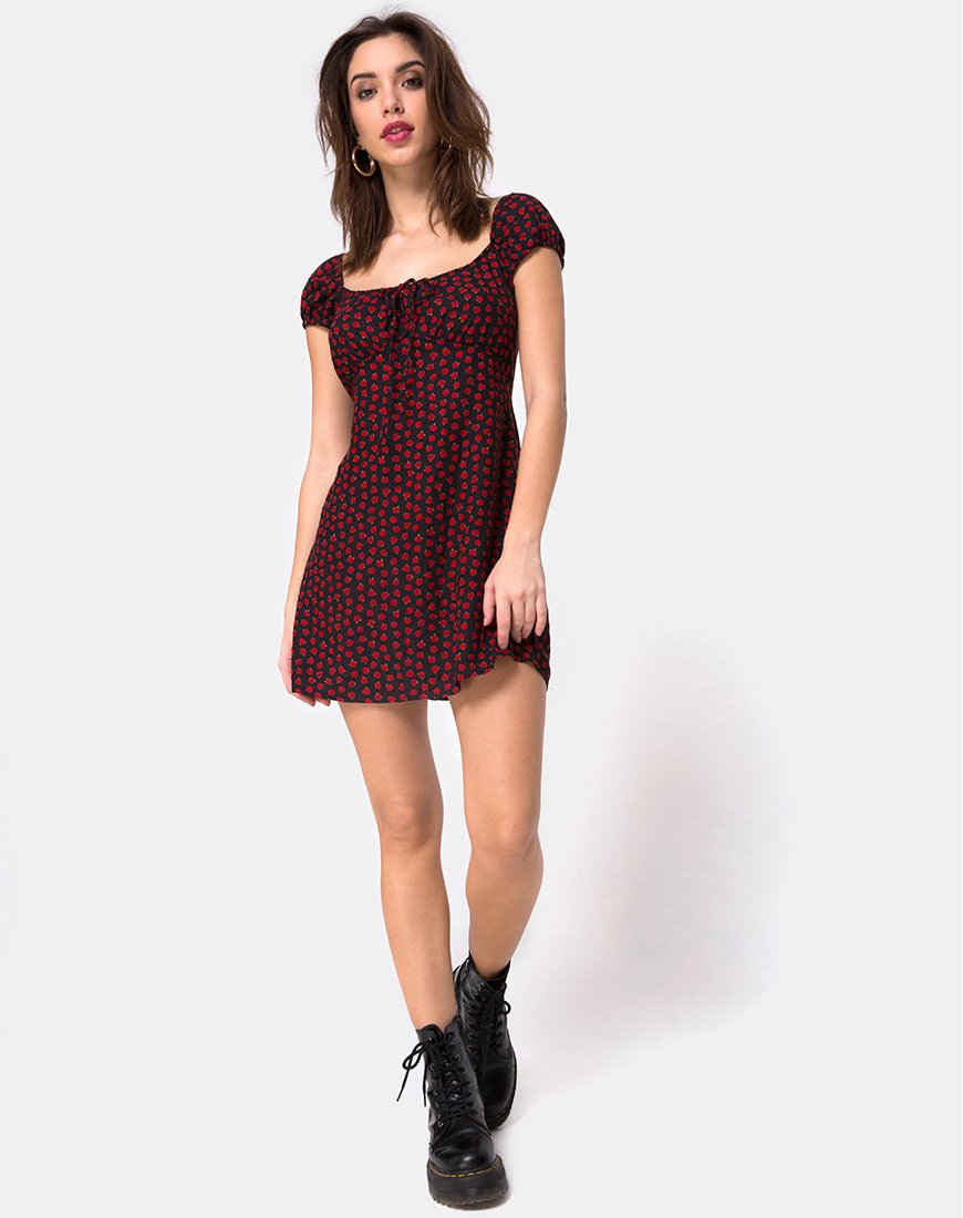Image of Gaval Minikleid in Dotty Rose Schwarz