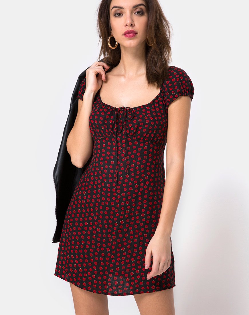 Gaval Minikleid in Dotty Rose Schwarz