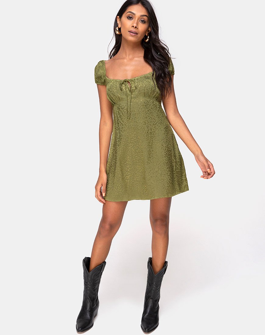 Image of Gaval Minikleid aus Satin Gepard Khaki