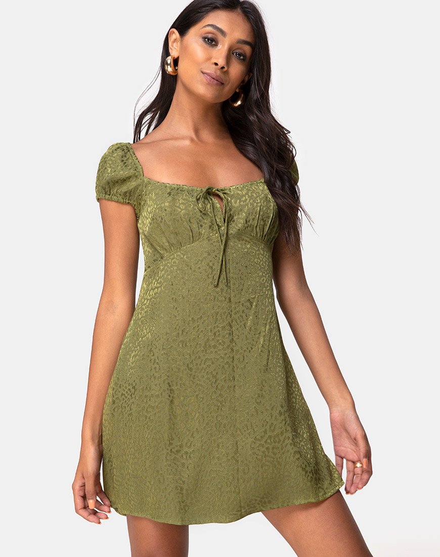 Gaval Minikleid aus Satin Gepard Khaki