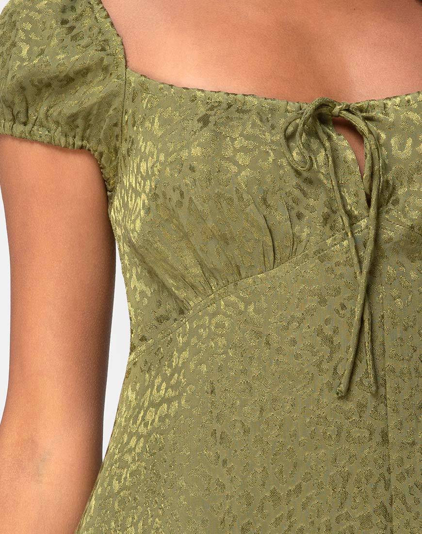 Image of Gaval Minikleid aus Satin Gepard Khaki