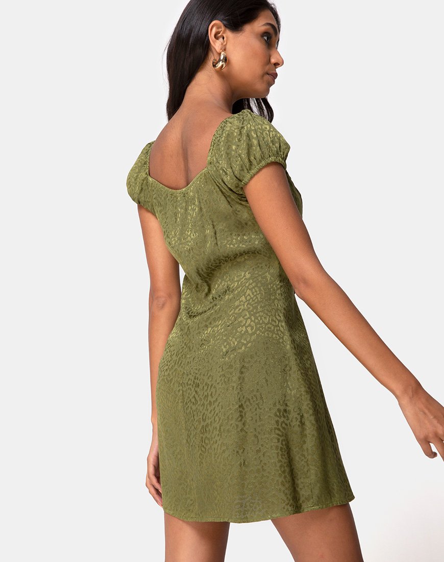 Gaval Minikleid aus Satin Gepard Khaki