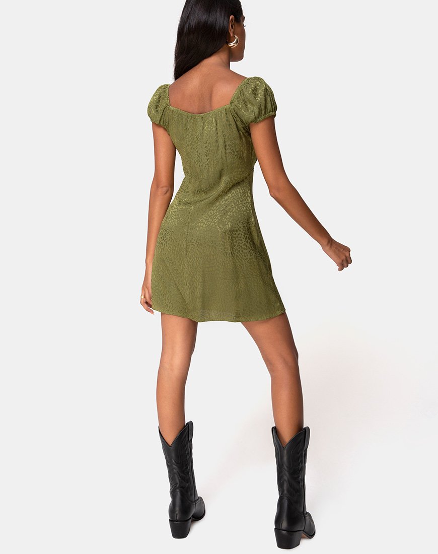 Image of Gaval Minikleid aus Satin Gepard Khaki