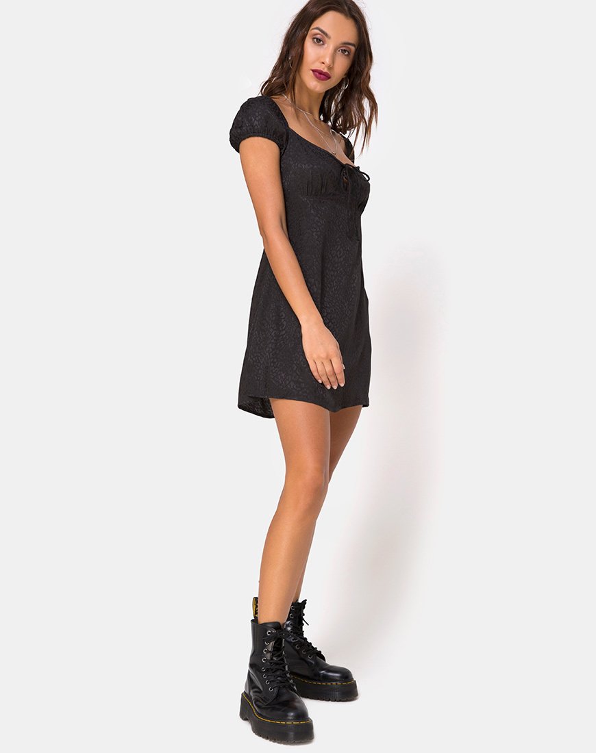 Image of Gaval Minikleid aus Satin Gepard Schwarz