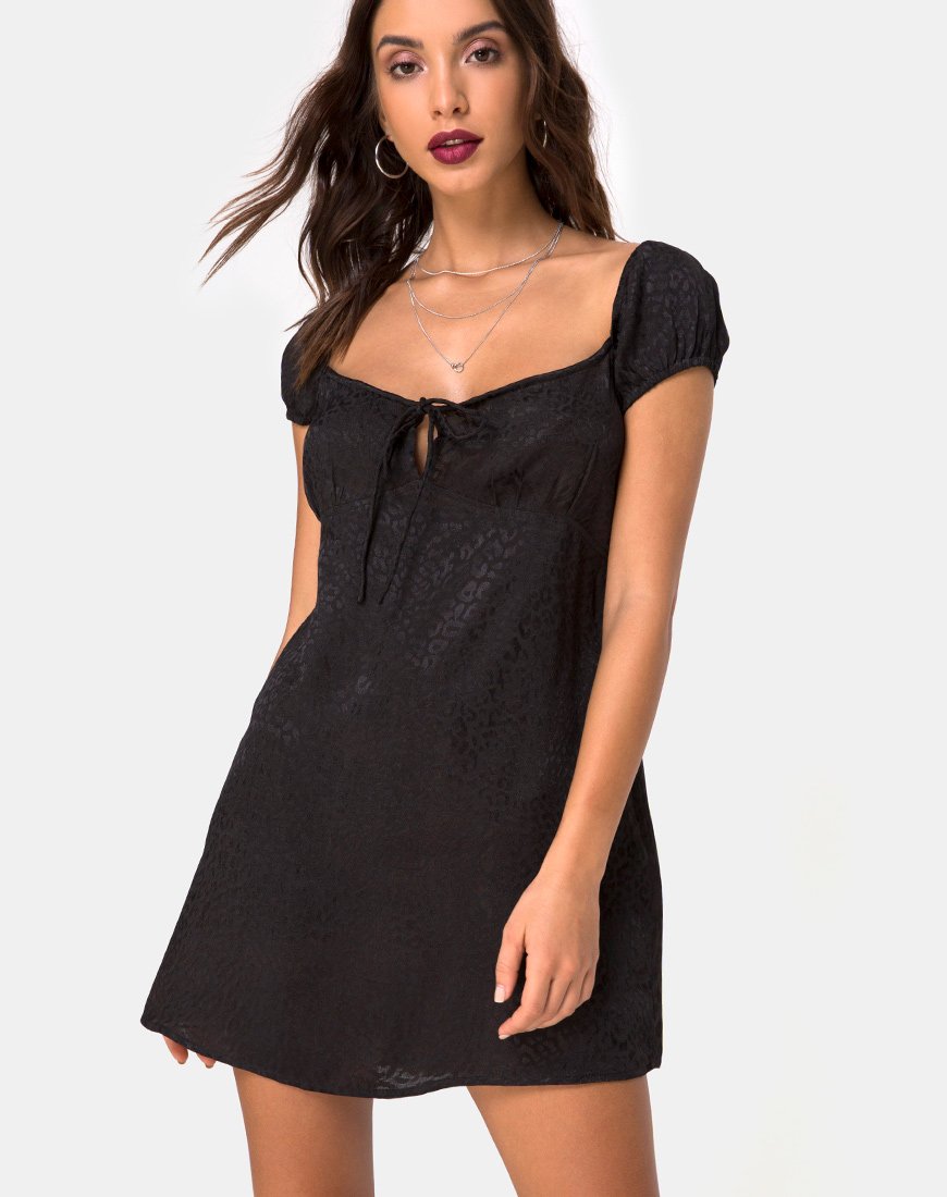 Image of Gaval Minikleid aus Satin Gepard Schwarz